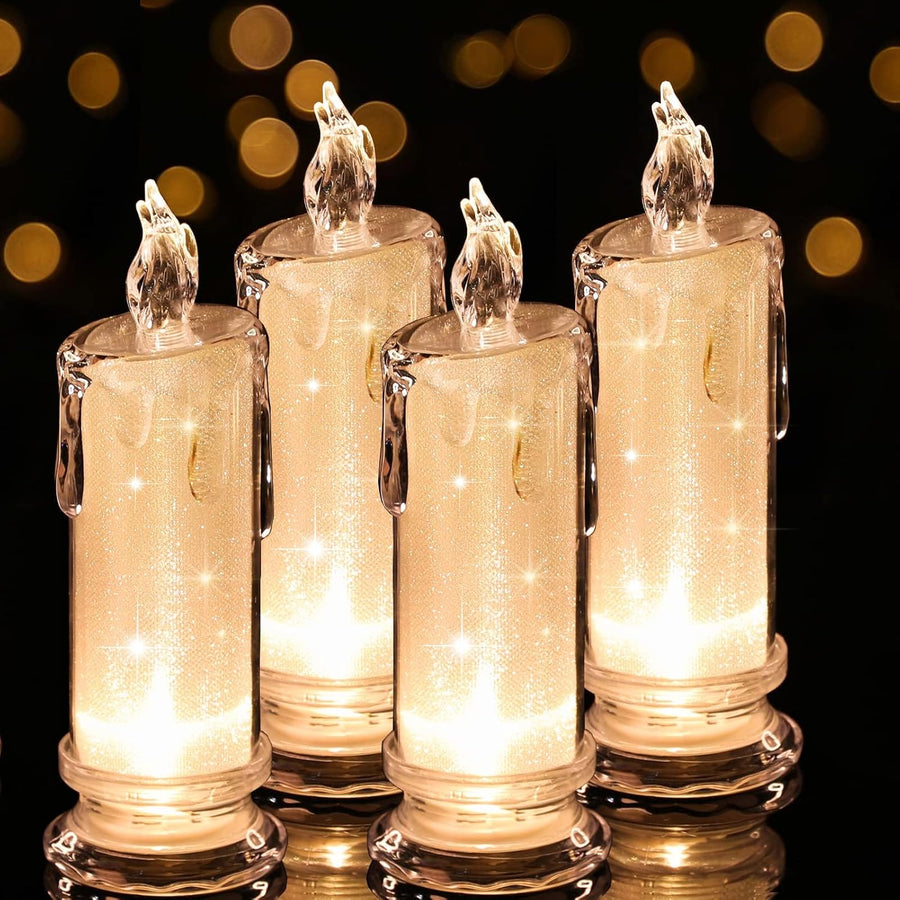 HAIDOLIANG 4PCS LED Flameless Candles Fake Battery Operated Halloween Decor