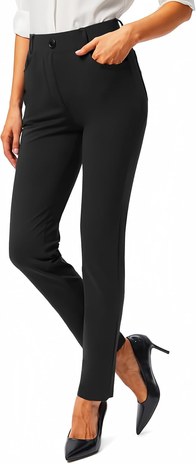 Rammus Womens Yoga Dress Pants with Pockets Stretch Pull On Work Leggings