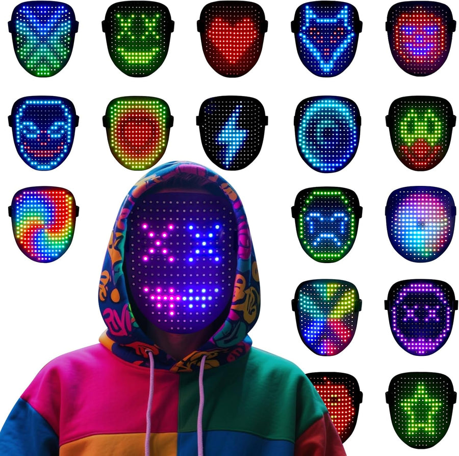 arscniek LED Light Up Mask Gesture Control Halloween Costume for Teens Kids