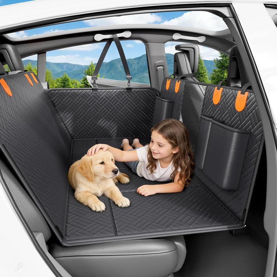 Dog Truck Seat Cover for Back Seat,Hard Bottom Dog Hammock for Car, Pet Bed Extender for 2-4 Large Dogs With waterproof fabric,Holds 420 lbs Pet Hammock for Crew Cab Truck/SUV(Dark Grey,XL Size)