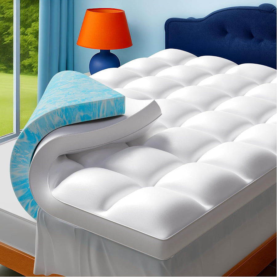 Full Size Dual Layer 4 Inch Memory Foam Mattress Topper