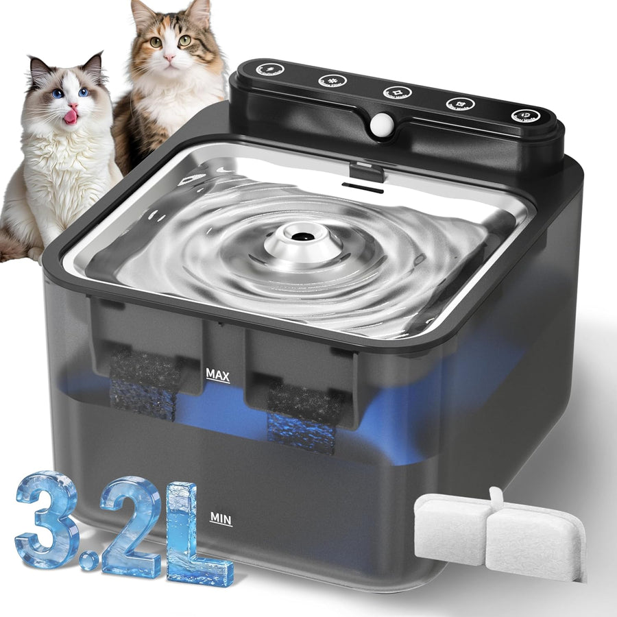 Wireless Cat Water Fountain Battery Operated,108/3.2L Large Capacity