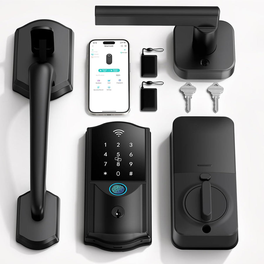 Built-in WiFi Smart Lock with Handle Set, Keyless Entry Front Door Lock Set