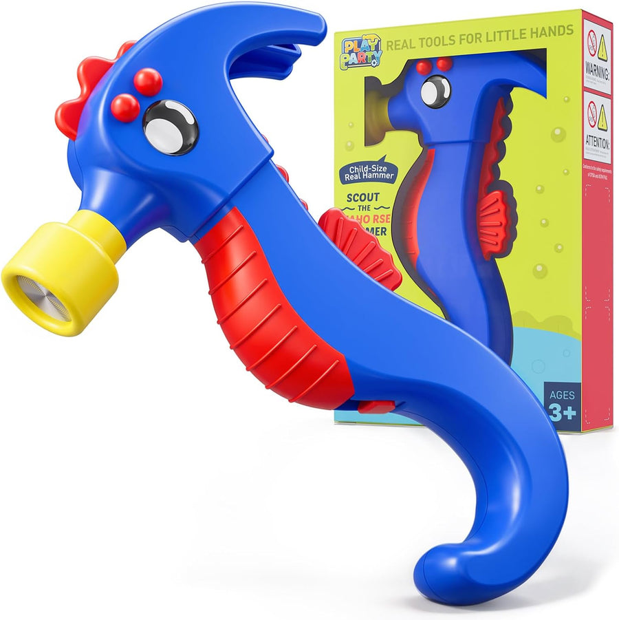 Small Hammer for Kids, Real Tool with Nail Remover, Ages 3+, Blue