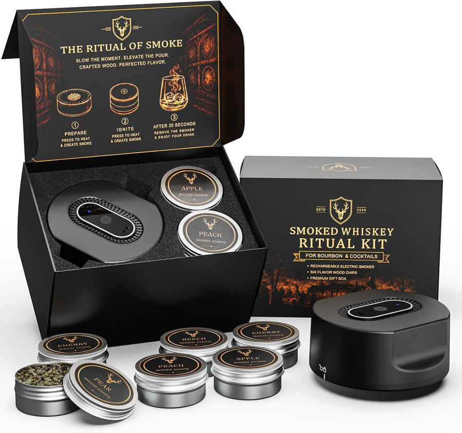 Electric Whiskey Smoker Kit, 6 Wood Chip Tins, Gifts for Men and Dad
