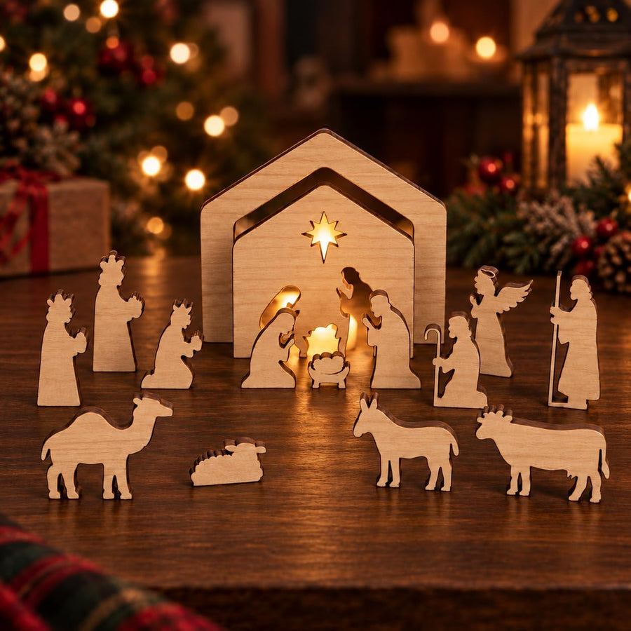 Hawkrown Christmas Decorations Indoor - 16Pcs Nativity Scene Set Decor