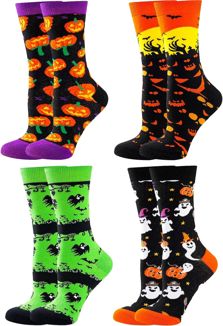 BONANGEL Halloween Socks Women, Funny Novelty Cute Holiday Crew Socks