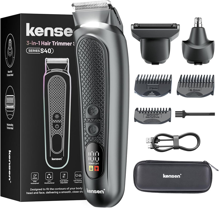 kensen PRO Groin & Body Hair Trimmer, All-in-One Body Groomer Black