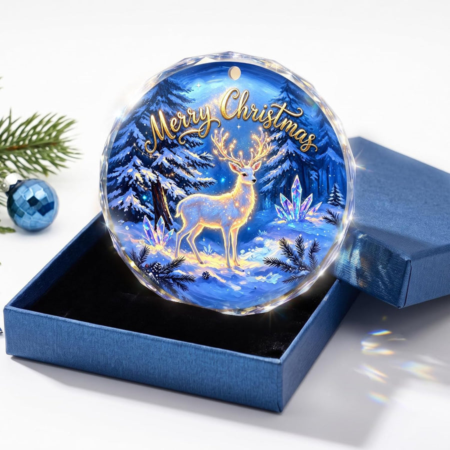 Christmas Ornaments, Crystal Deer Glass Christmas Tree Decorations Gift