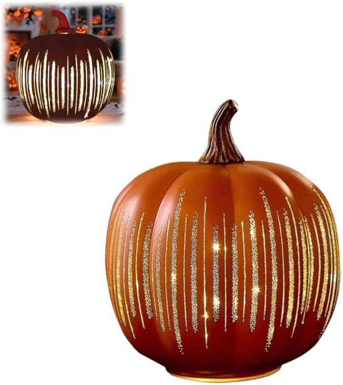 Light Starry Sky Pumpkins,Starry Night Sparkling Pumpkins Pumpkin Light Decor,Starry Night Pumpkin,Sparkling Starry Glass Pumpkin,for Autumn Home Holiday Party Fireplace Decoration,1pc