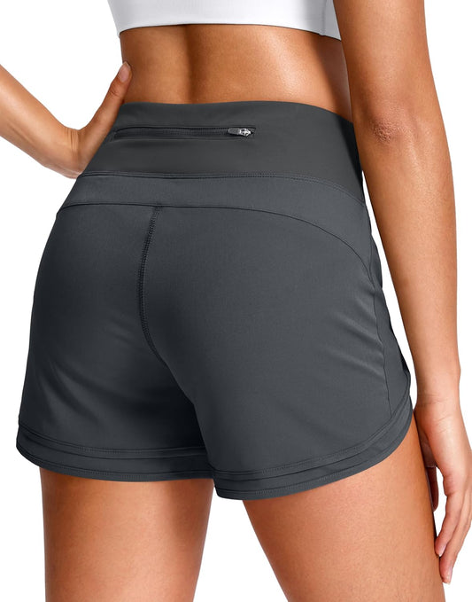 Soothfeel Women's 3" Athletic Running Shorts with Zipper Pockets