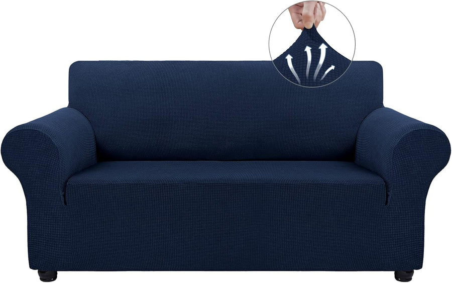 Asnomy Stretch Couch Covers Washable, loveseat Cover Slipcovers, Navy Blue