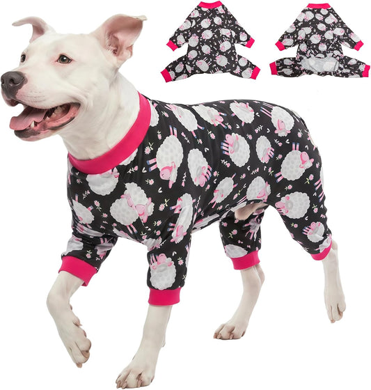 LovinPet Doberman Pajamas, Large Dog Pjs, Black Sheep Print, M