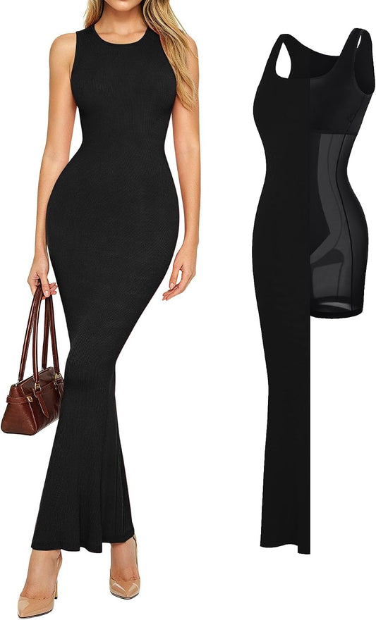 Popilush Built-in Bra Shapewear Maxi Dresses for Women