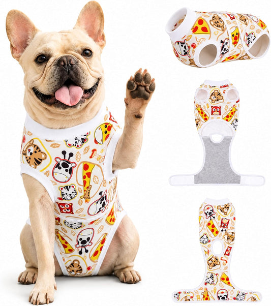 PetWarm Dog Recovery Suit, Surgery Suit for Dogs, Zoo, Red White, XS