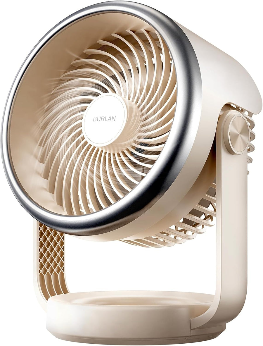 BURLAN Small Desk Fan for Bedroom,Battery Powered Portable Fan Rechargeable