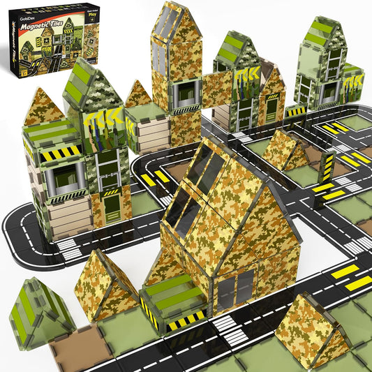 GobiDex Magnetic Tiles Army Toys Building Set for Kids Ages 3+