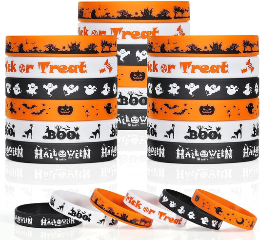 Halloween Rubber Bracelets Bulk 30 PCS Halloween Party Favors for Kids