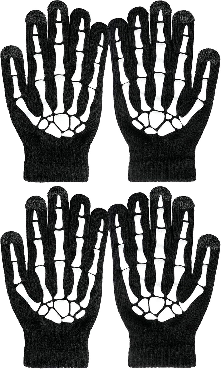 OTPEH 2 Pairs Skeleton Gloves for Men & Women, Skull Bone Halloween Costume