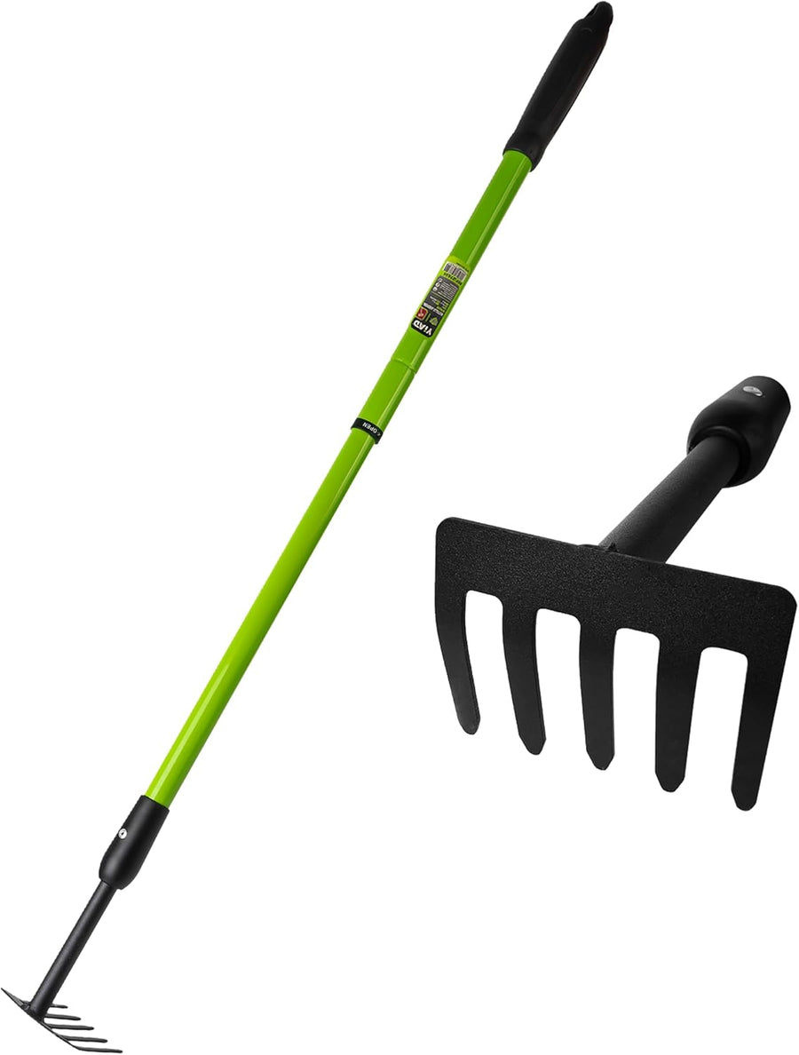 Small Garden Rake, 27.5"-39.3" Adjustable Hand Rake