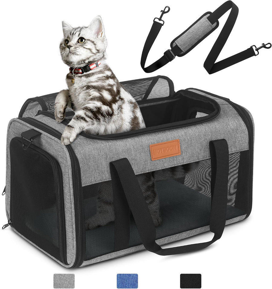 PETUX Airline Approved Pet Carrier for Small Cats up to 12 lb, Grey