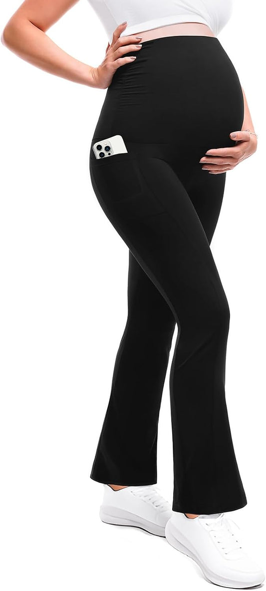 Leafigure Maternity Flare Leggings with Pockets