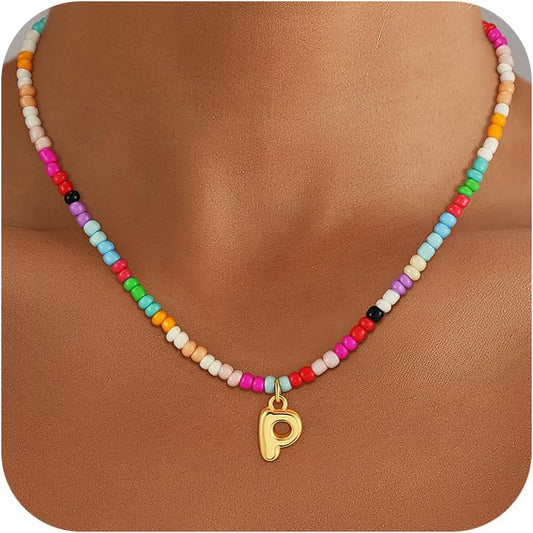 Bubble Colorful Initial Necklaces for Women Girls Kids