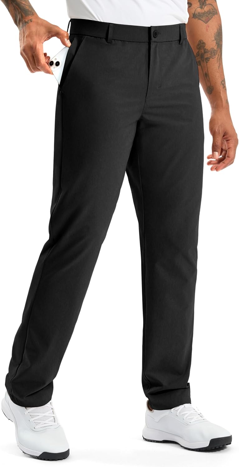 Soothfeel Mens Golf Pants Classic Fit Stretch Work Dress Pants 30"/32"/34" Quick Dry Lightweight Casual Trousers with Pockets