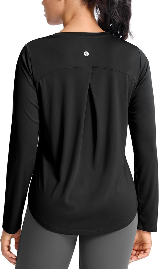 SANTINY Lightweight Long Sleeve Workout Tops for Women Athletic Sun Shirts