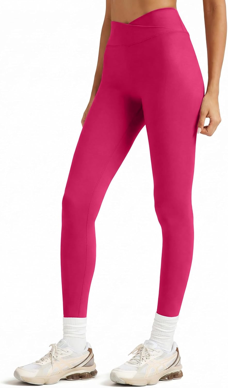 Sogetdo Crossover Waistband Yoga Leggings Women Spandex 25"