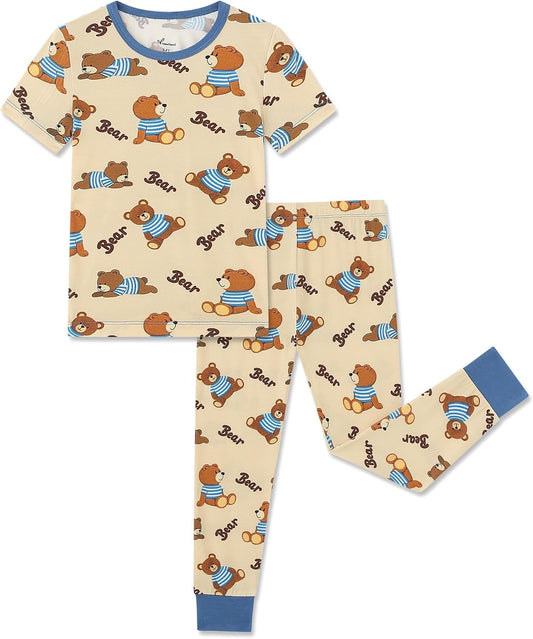 Kids 2-Piece So Soft Playtime Set–Lightweight Viscose from Bamboo Short Sleeve Top&Leggings for Toddler Boy & Girls