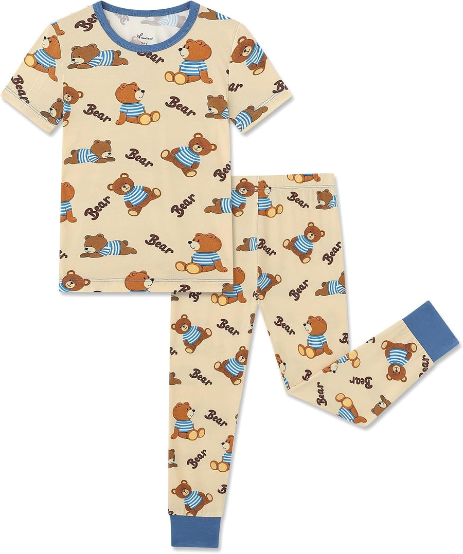 Kids 2-Piece So Soft Playtime Set–Lightweight Viscose from Bamboo Short Sleeve Top&Leggings for Toddler Boy & Girls