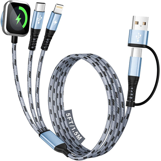 Multi Charging Cable for iPhone iWatch Charger, Charger Cord with USBC/IP