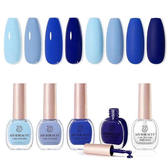 AZUREBEAUTY Blue Nail Polish Set, 4 Colors