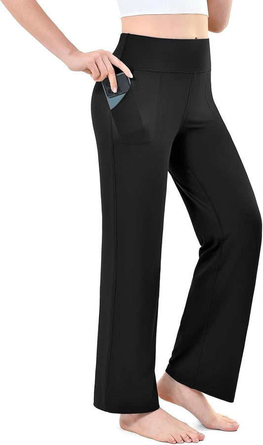 Leafigure Wide Leg Yoga Pants for Women,Sweatpants with Pockets