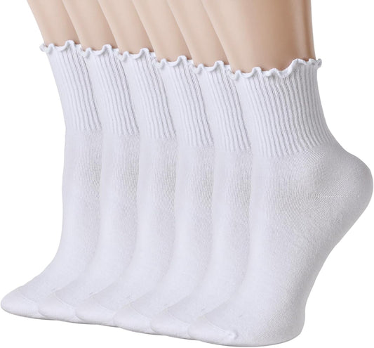 FYC Womens Socks,Ruffle Socks for Women,Cute & Comfortable 6 Pairs