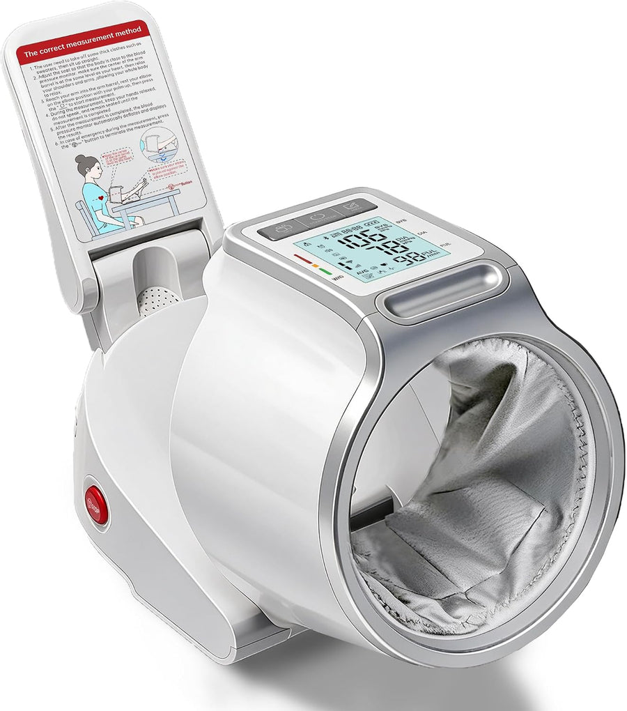 Upper Arm Blood Pressure Monitor for Home Use, Backlit LCD, White