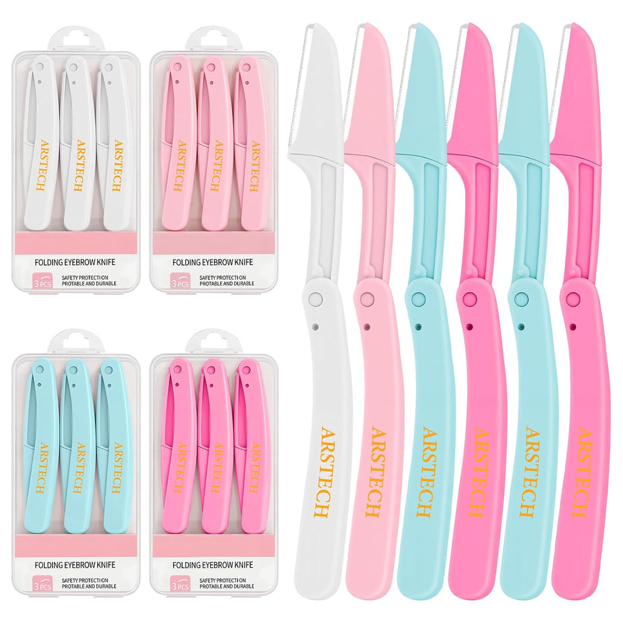 Dermaplane Razor for Women Face Shaver 12 PACK Foldable Face Razor