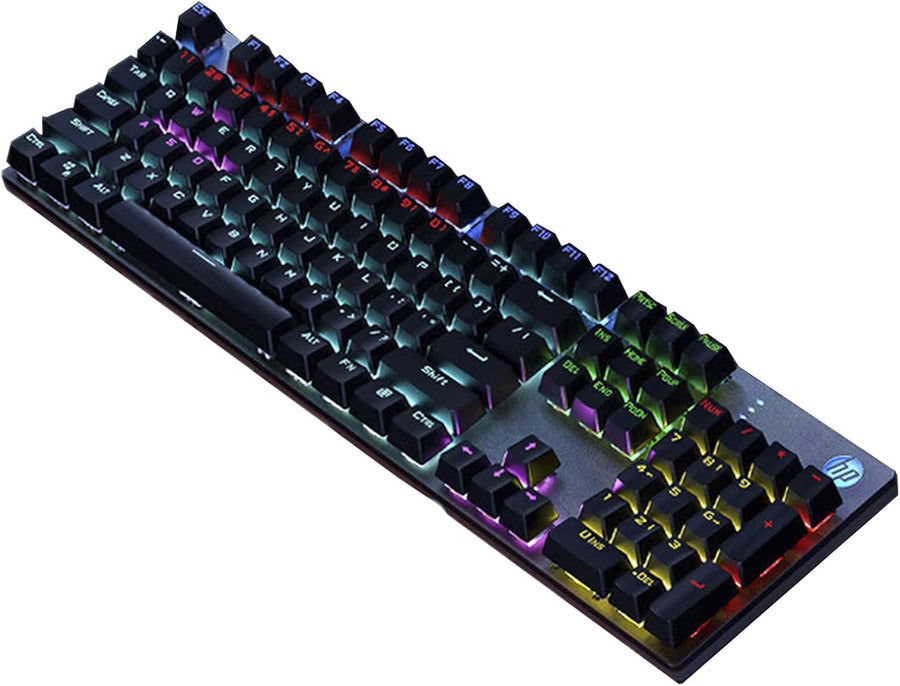 HP GK400F Gaming Keyboard, Mechanical Brown Switch, Full Size 104 Keys Wired Keyboard, Anti-Ghosting, 20 LED Backlight Modes, Ergonomic USB Keyboard for Windows, ABS Double Shot Keycaps, Black