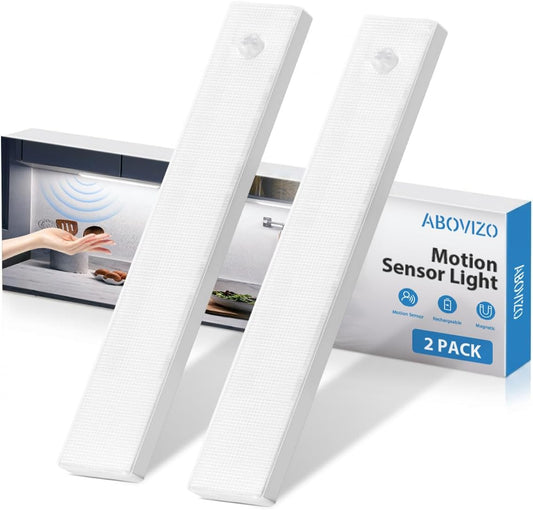 Abovizo Under Cabinet Lighting Wireless, Motion Sensor Light Indoor, 2 Pack