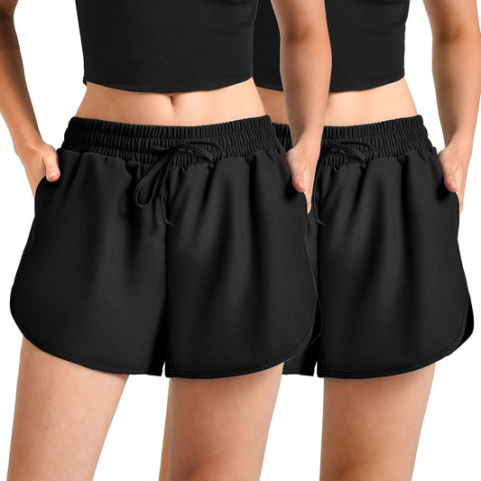 Leafigure 2 Pack Running Shorts for Women-Athletic Shorts for Gym