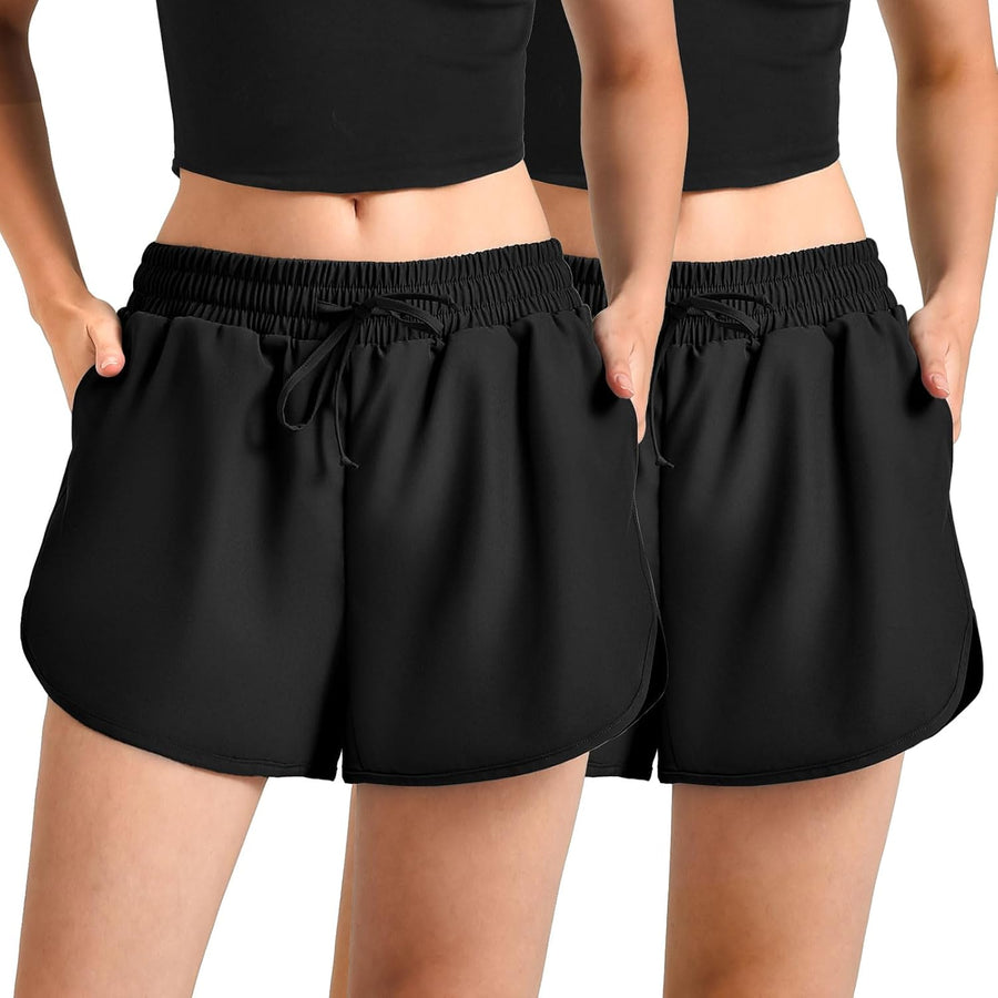 Leafigure 2 Pack Running Shorts for Women-Athletic Shorts for Gym