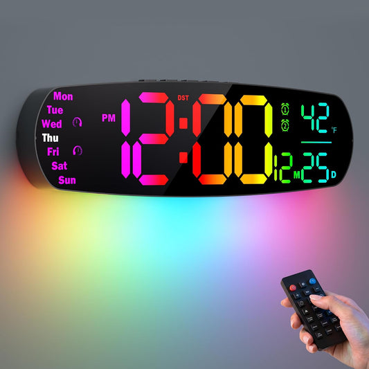 ANALOI Large Digital Wall Clock for Classroom, 14.4 inch Large Display