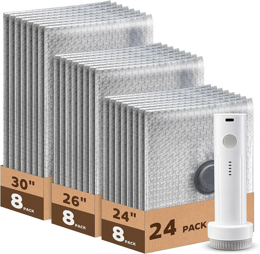 24 Pack Vacuum Storage Bags with Pump Space Saving for Luggage and Closet