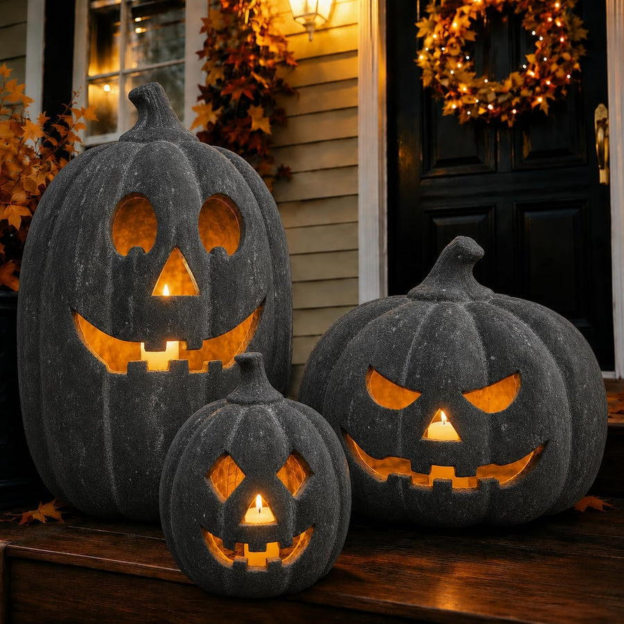 Halloween Decorations - Handmade Terracotta Pumpkin Jack O' Lantern (Small)