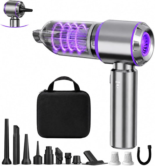 Mini Car Vacuum Cleaner Portable Cordless, 21000PA High Power Small Vacuum Cleaner Handheld Vacuum, Compressed Air Duster & Air Blower & Aspiradora para Carro for Car, Home, Office, Pet