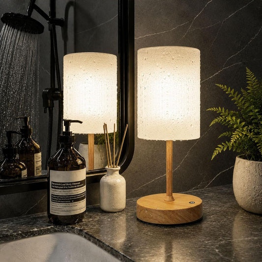 Spa-Like Shower Lamp, IP65 Waterproof Bathroom Lamp, 5200mAh Rechargeable Table Lamp, 3 Color Temps Cordless Lamp for Indoor & Outdoor, Bathroom, Patio