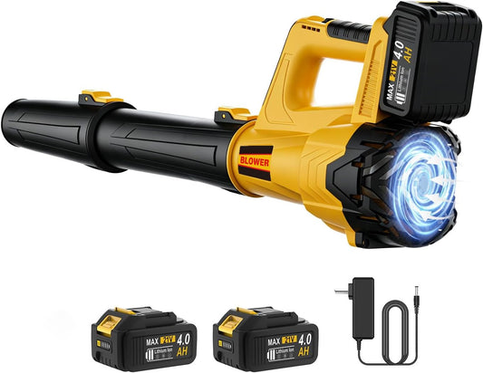 Leaf Blower Cordless - 680CFM Electric Leaf Blower with 2 * 4.0Ah Batteries and Charger, 2 Speed 21V Powerful Blowers for Garden Lawn Care Patio Blowing Leaves Dust Snow Gift for Men