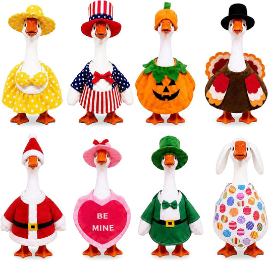 7 Inch Desk Goose Outfits, 8-Pack Seasonal Holiday Clothes
