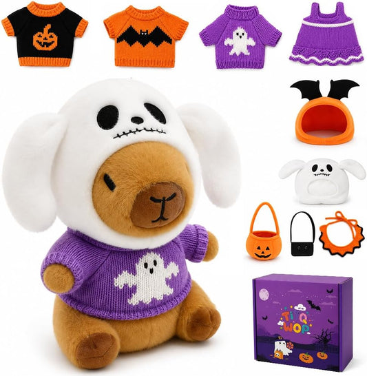 9-Pc Halloween Capybara Plush Set with Costumes & Gift Box